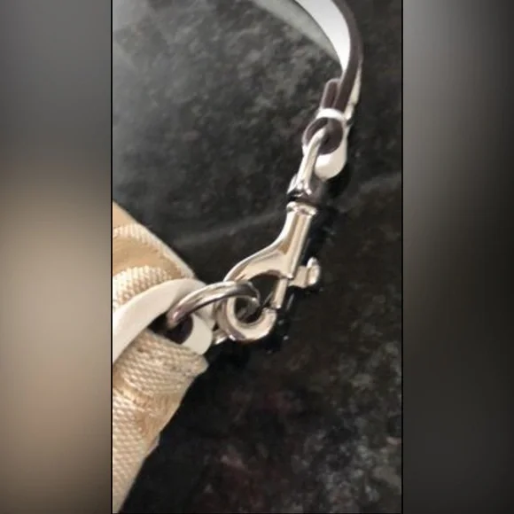 Coach Cream Tan Canvas Leather Trimmed Wristlet Wallet - Picture 4 of 9